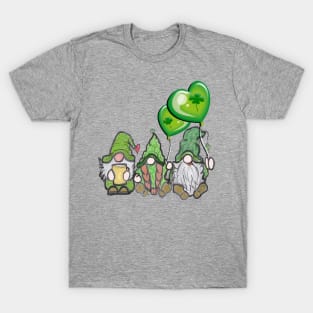 St Patrick's Day Cute Irish Lass Gnome and Shamrock Gnomes T-Shirt